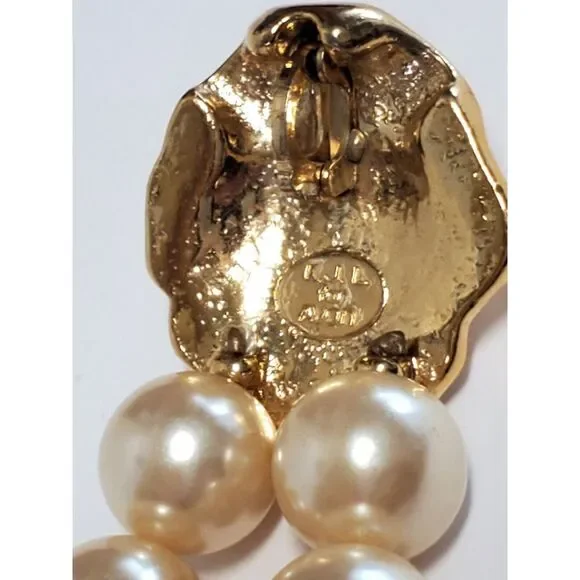 VTG KJL Avon Necklace Lion Head Clasp Faux Pearl 80's Kenneth J. Lane Signed - Picture 11 of 12